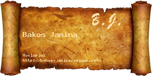 Bakos Janina névjegykártya